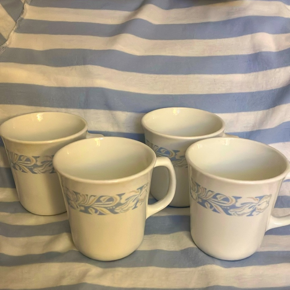 Corelle Corning 4 “Sand & Sea” Coffee Mugs/Cups